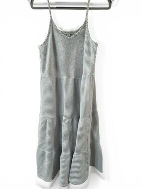 Green Envelope Light Grey & White Striped Seersucker Maxi Dress - Size M